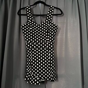 Pinup Black and White Polka Dot Romper